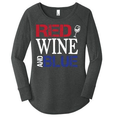 Red Wine and Blue USA Flag Women's Perfect Tri Tunic Long Sleeve Shirt