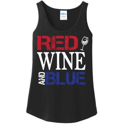 Red Wine and Blue USA Flag Ladies Essential Tank