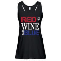 Red Wine and Blue USA Flag Ladies Essential Flowy Tank