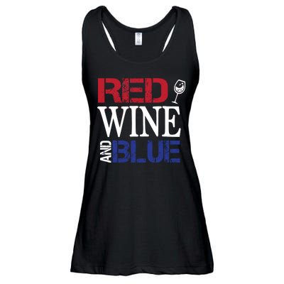 Red Wine and Blue USA Flag Ladies Essential Flowy Tank