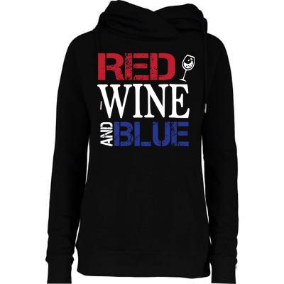 Red Wine and Blue USA Flag Womens Funnel Neck Pullover Hood