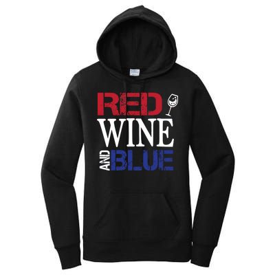 Red Wine and Blue USA Flag Women's Pullover Hoodie