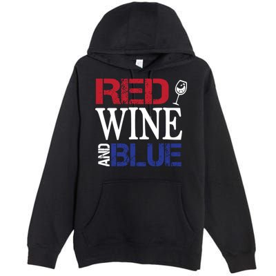 Red Wine and Blue USA Flag Premium Pullover Hoodie