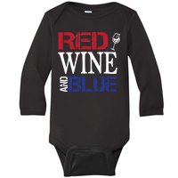 Red Wine and Blue USA Flag Baby Long Sleeve Bodysuit