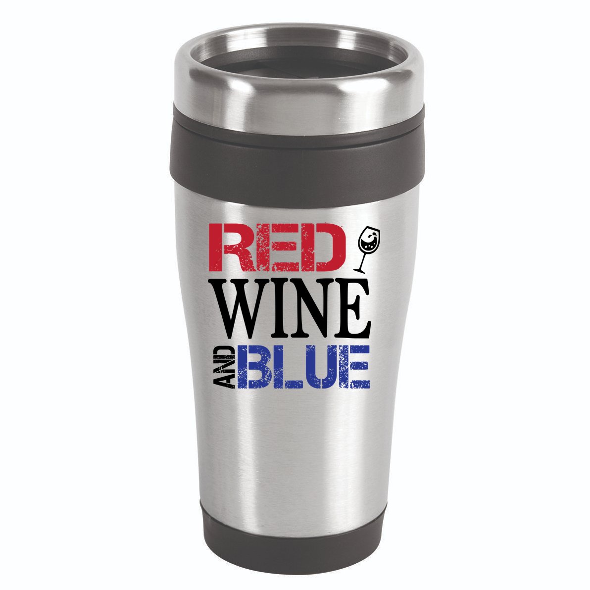 Red Wine and Blue USA Flag 16oz Travel Tumbler
