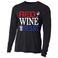 Red Wine and Blue USA Flag Cooling Performance Long Sleeve Crew