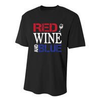 Red Wine and Blue USA Flag Youth Performance Sprint T-Shirt