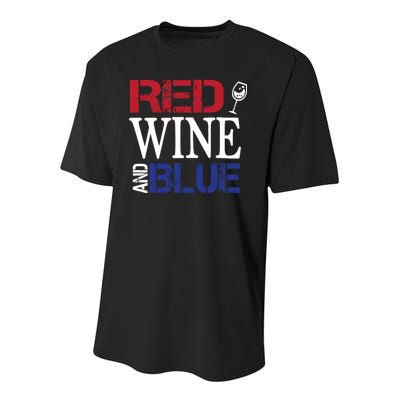 Red Wine and Blue USA Flag Youth Performance Sprint T-Shirt