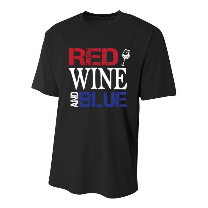 Red Wine and Blue USA Flag Youth Performance Sprint T-Shirt