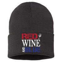 Red Wine and Blue USA Flag Sustainable Knit Beanie