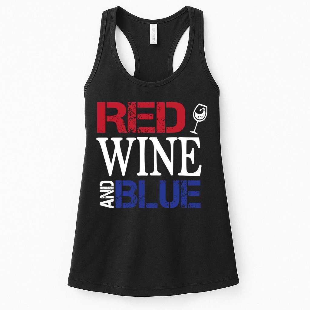Red Wine and Blue USA Flag Womens Tank Top