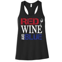 Red Wine and Blue USA Flag Women's Racerback Tank