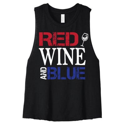 Red Wine and Blue USA Flag Women's Racerback Cropped Tank