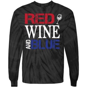 Red Wine and Blue USA Flag Tie-Dye Long Sleeve Shirt