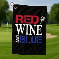 Red Wine and Blue USA Flag Golf Towel