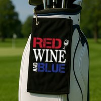 Red Wine and Blue USA Flag Golf Towel