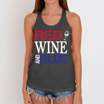 Red Wine and Blue USA Flag Women's Knotted Racerback Tank