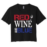 Red Wine and Blue USA Flag Women's Crop Top Tee