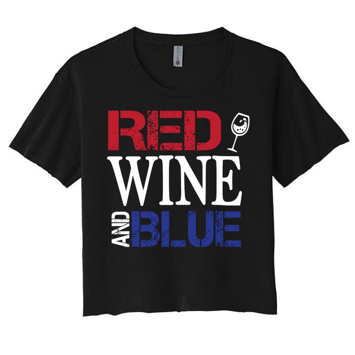 Red Wine and Blue USA Flag Women's Crop Top Tee