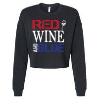 Red Wine and Blue USA Flag Cropped Pullover Crew