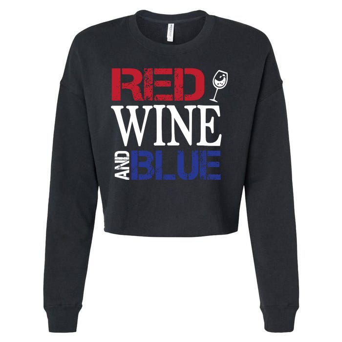 Red Wine and Blue USA Flag Cropped Pullover Crew