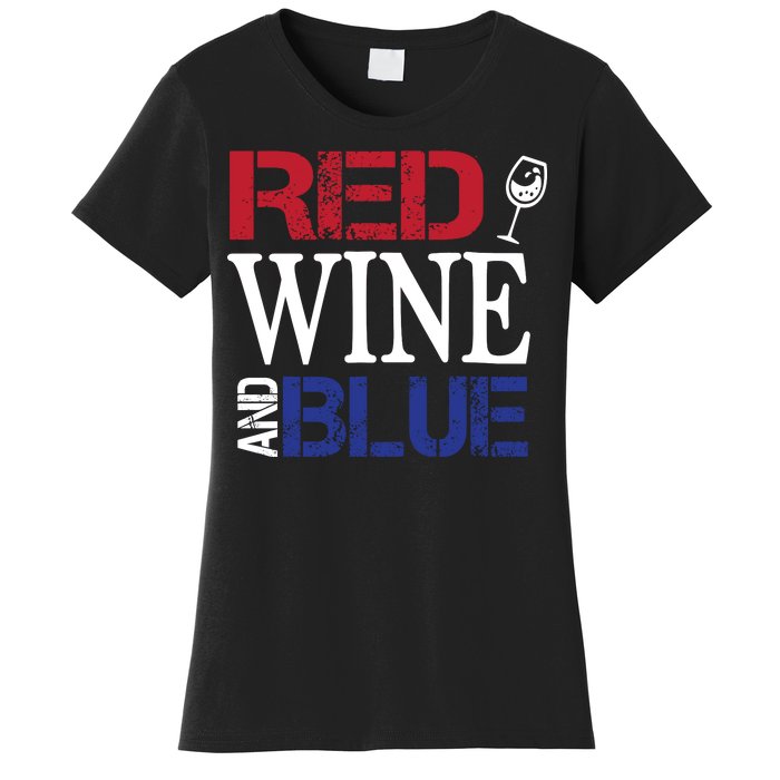 Red Wine and Blue USA Flag Women's T-Shirt