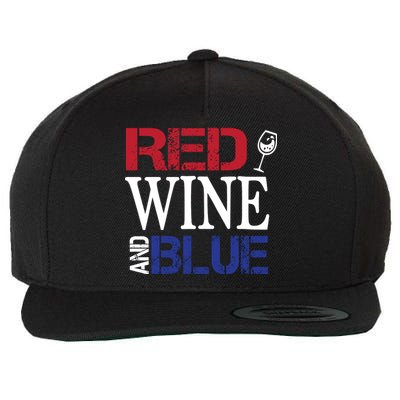 Red Wine and Blue USA Flag Wool Snapback Cap