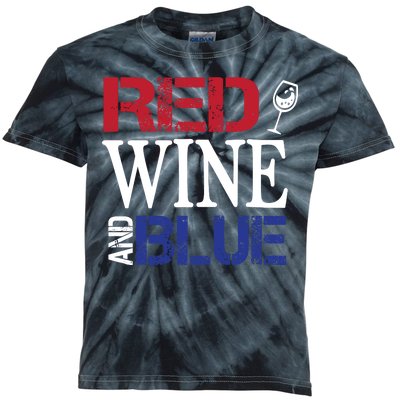 Red Wine and Blue USA Flag Kids Tie-Dye T-Shirt