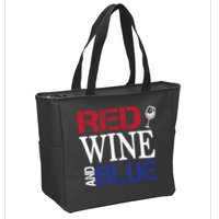 Red Wine and Blue USA Flag Zip Tote Bag