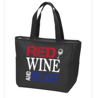 Red Wine and Blue USA Flag Zip Tote Bag