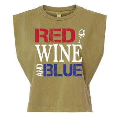 Red Wine and Blue USA Flag Garment-Dyed Women's Muscle Tee