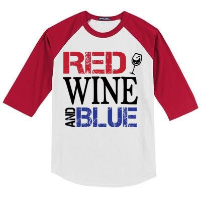 Red Wine and Blue USA Flag Kids Colorblock Raglan Jersey