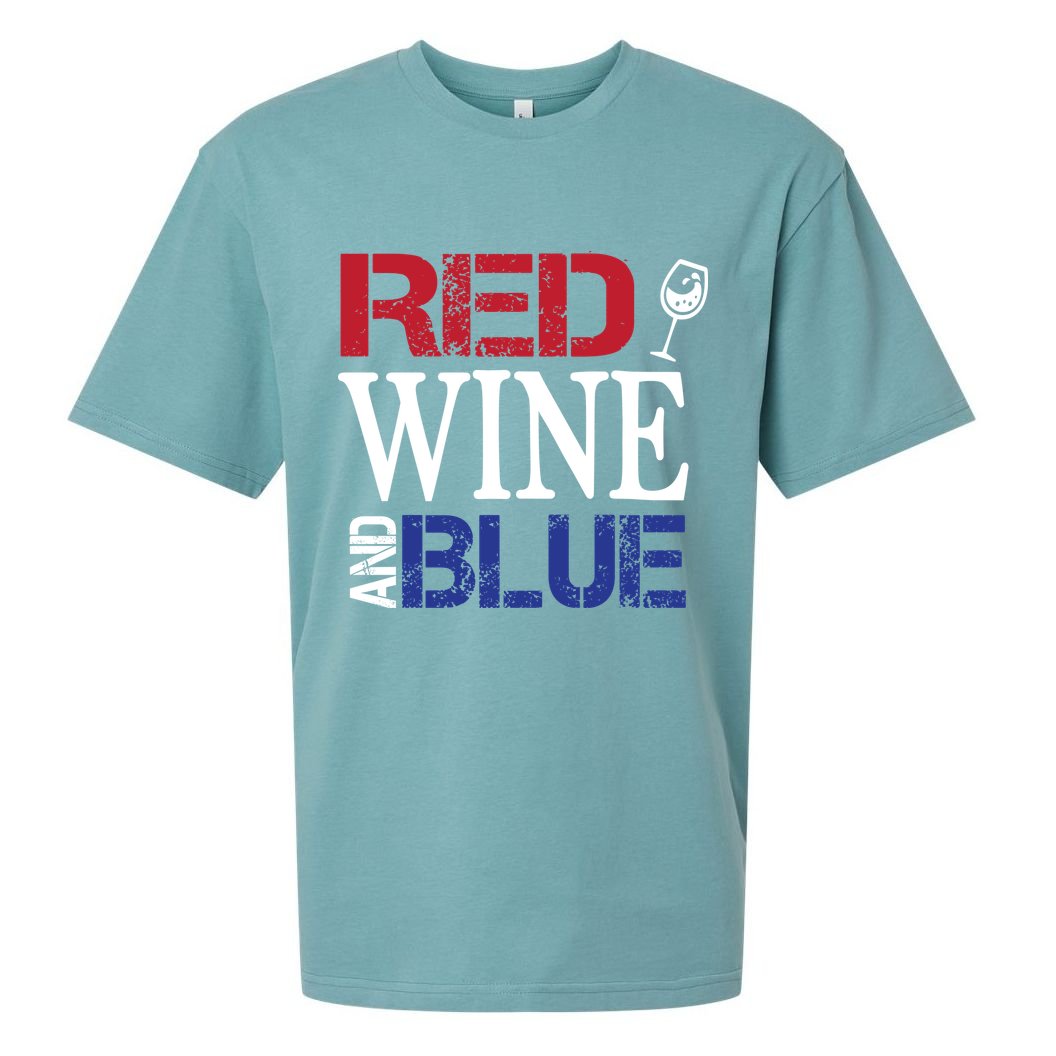 Red Wine and Blue USA Flag Sueded Cloud Jersey T-Shirt