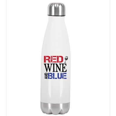 Red Wine and Blue USA Flag Stainless Steel Insulated Water Bottle