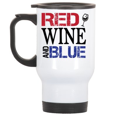 Red Wine and Blue USA Flag Stainless Steel Travel Mug