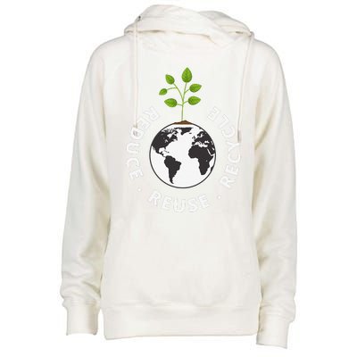 Recycling Earth Day Gift Environment Reduce Reuse Recycle Womens Funnel Neck Pullover Hood