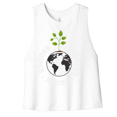 Recycling Earth Day Gift Environment Reduce Reuse Recycle Women's Racerback Cropped Tank