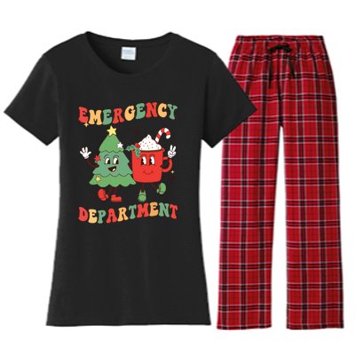 Retro Emergency Department Er Nurse Christmas Emergency Room Women's Flannel Pajama Set