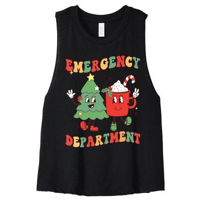 Retro Emergency Department Er Nurse Christmas Emergency Room Women's Racerback Cropped Tank