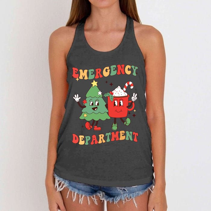 Retro Emergency Department Er Nurse Christmas Emergency Room Women's Knotted Racerback Tank