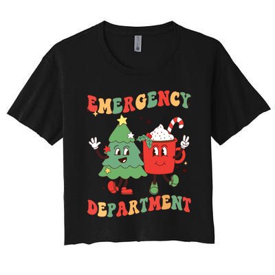 Retro Emergency Department Er Nurse Christmas Emergency Room Women's Crop Top Tee