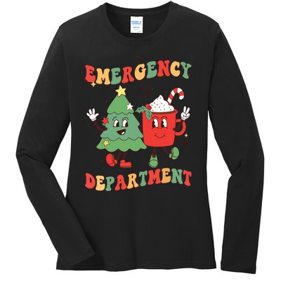 Retro Emergency Department Er Nurse Christmas Emergency Room Ladies Long Sleeve Shirt