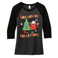 Retro Emergency Department Er Nurse Christmas Emergency Room Women's Tri-Blend 3/4-Sleeve Raglan Shirt