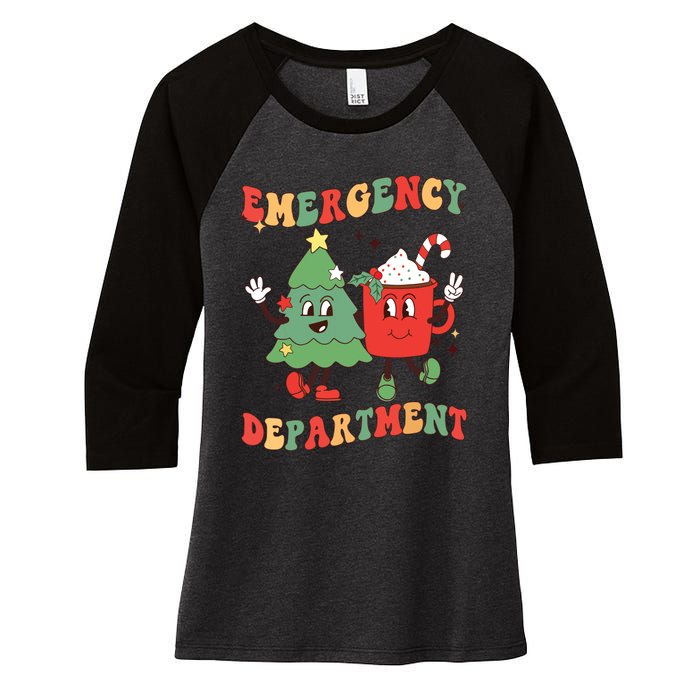 Retro Emergency Department Er Nurse Christmas Emergency Room Women's Tri-Blend 3/4-Sleeve Raglan Shirt