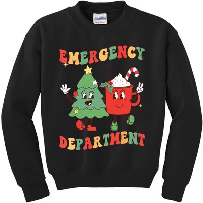 Retro Emergency Department Er Nurse Christmas Emergency Room Kids Sweatshirt