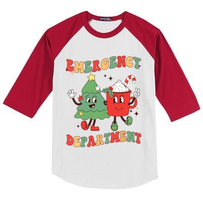 Retro Emergency Department Er Nurse Christmas Emergency Room Kids Colorblock Raglan Jersey