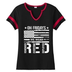 Remember Everyone Deployed On Friday We Wear Red Ladies Halftime Notch Neck Tee