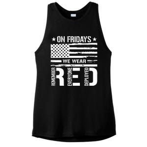 Remember Everyone Deployed On Friday We Wear Red Ladies PosiCharge Tri-Blend Wicking Tank