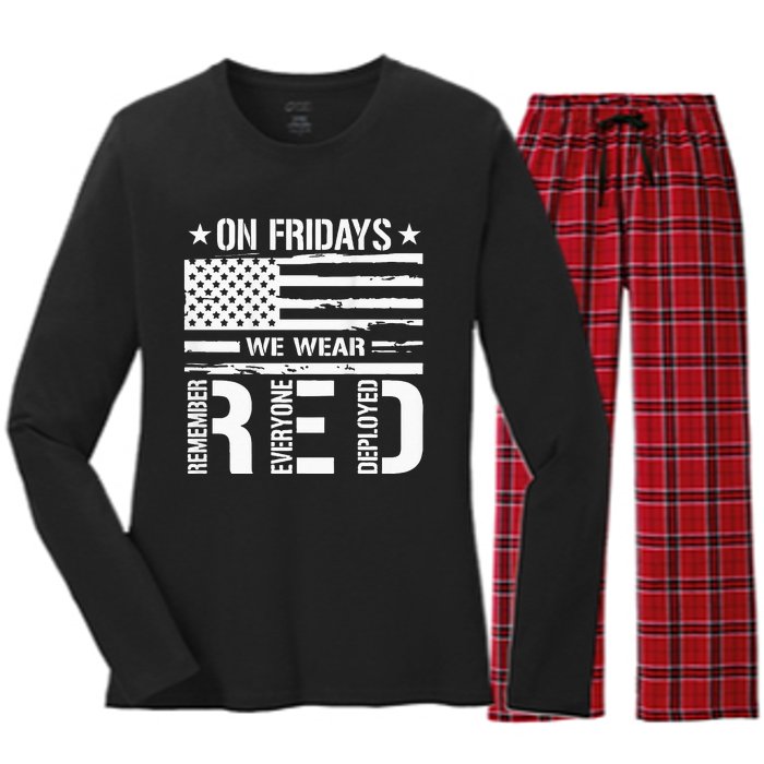 Remember Everyone Deployed On Friday We Wear Red Women's Long Sleeve Flannel Pajama Set 