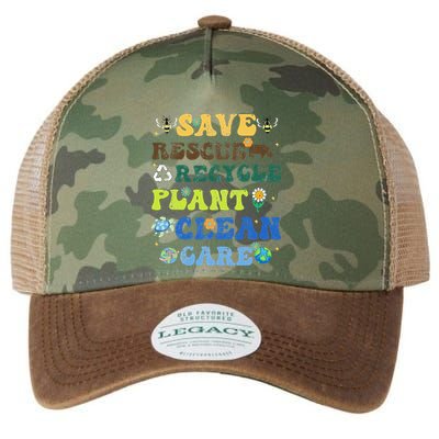 Retro Earth Day Save Bees Rescue Animals Recycle Plastics Legacy Tie Dye Trucker Hat